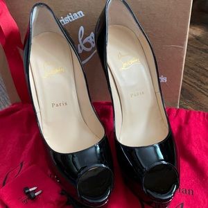 AuthenticChristian Louboutin Lady Peep 150 Patent Calf
